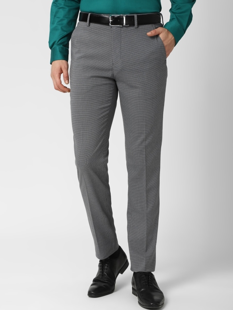 

Peter England Men Black Checked Slim Fit Formal Trousers