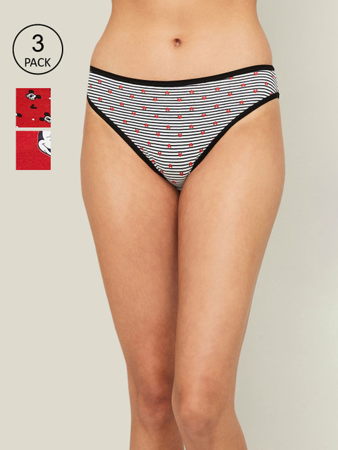 

Ginger by Lifestyle Women Pack of 3 Mickey Mouse Featured Cotton Bikini Briefs, Assorted