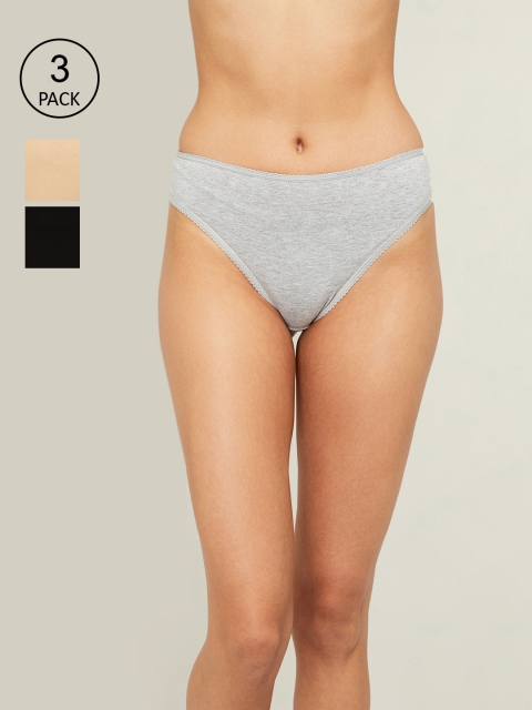 

Ginger by Lifestyle Women Pack of 3 Solid Cotton Bikini Briefs, Black