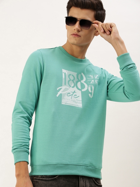 

Peter England Men Turquoise Blue Conversational Printed Sweatshirt