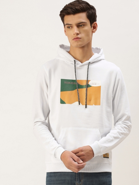 

Peter England Men White Printed Hooded Sweatshirt