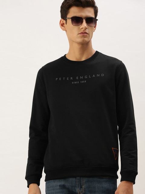 

Peter England Men Black Typographical Printed Sweatshirt