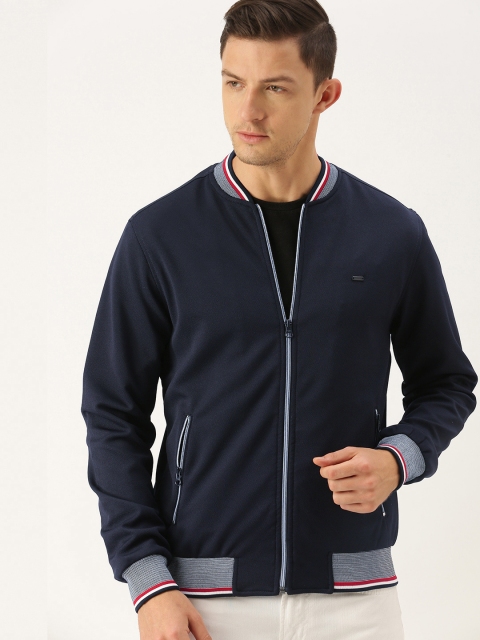 

Peter England Men Navy-Blue Solid Stand-Collar Open-Front Jacket
