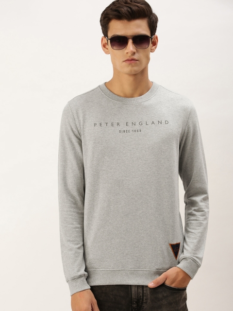 

Peter England Men Grey Typographical Printed Sweatshirt