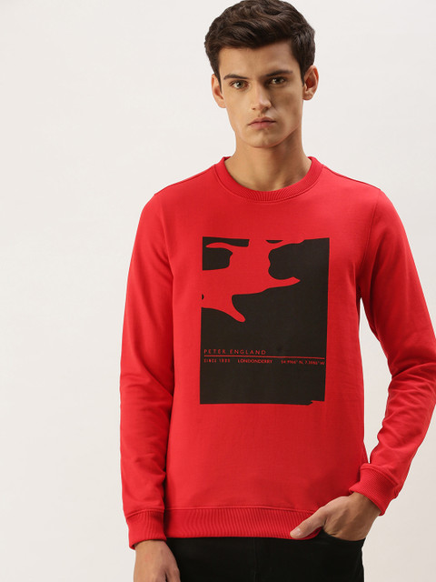 

Peter England Men Red Printed Sweatshirt