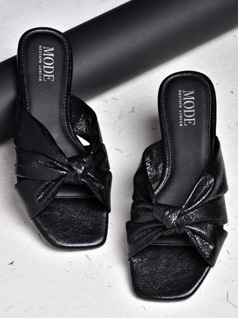 

Mode by Red Tape Women Black Textured Open Toe Flats