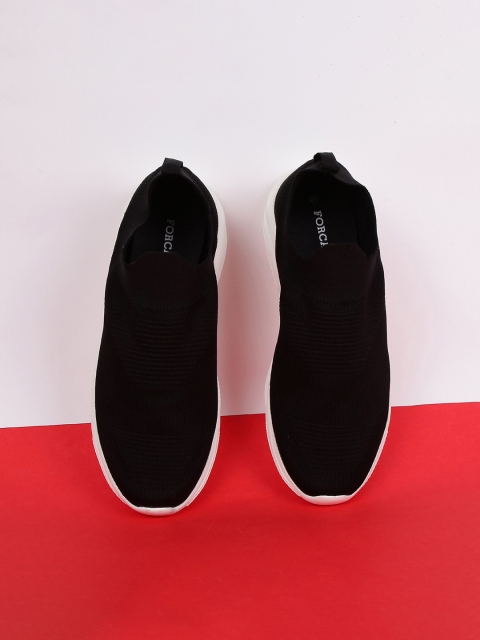

Forca Men Black Woven Design Slip-On Sneakers