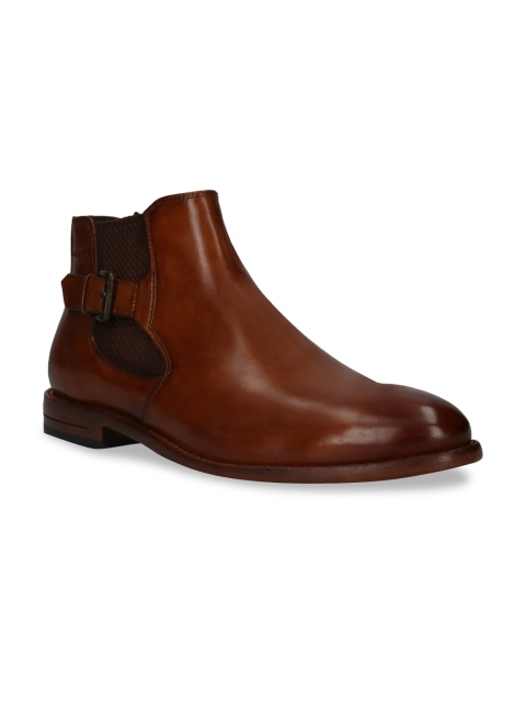 

Bugatti Men Brown Solid Leather High-Top Chelsea Boot