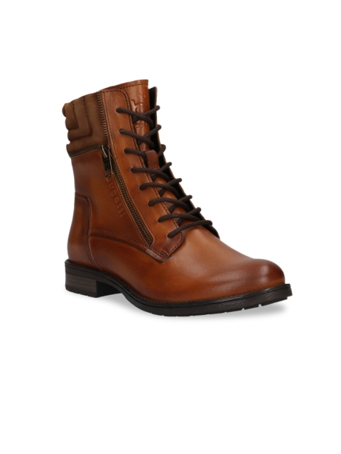 

Bugatti Women Brown Leather High-Top Block Heeled Boots