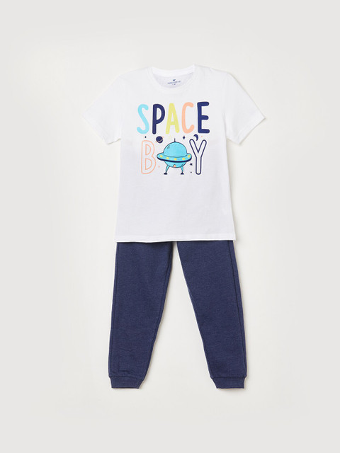 

Fame Forever by Lifestyle Boys Navy Blue & White Printed T-shirt with Pyjamas