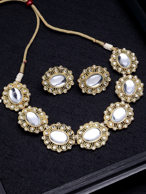 

KARATCART Gold-Plated White Kundan-Studded Jewellery Set