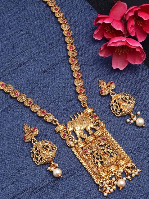 

KARATCART Gold-Plated Antique Goddess Laxmi Temple Jewellery Set