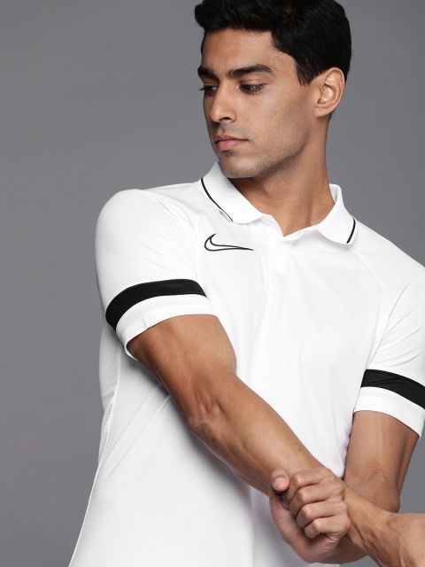 

Nike Men White Solid Polo Collar Regular Fit Sports T-shirt