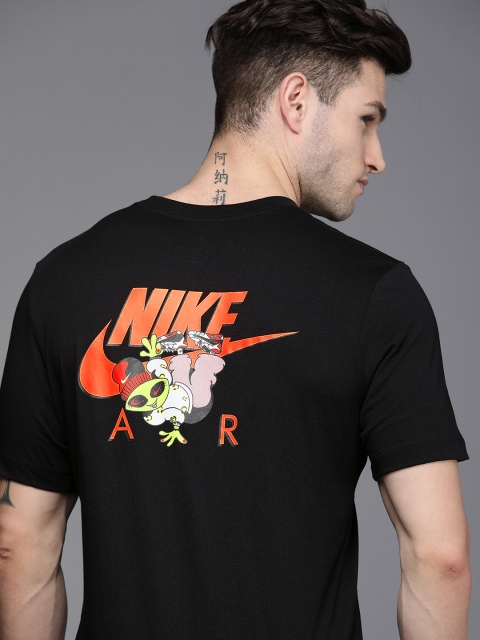 

Nike Men Black Brand Logo Back Printed AS M NSW Fantasy Alien Pure Cotton T-shirt
