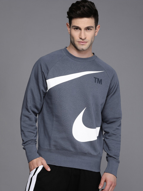 

Nike Men Blue & White Brand Logo Printed Raglan Sleeves Sweatshirt
