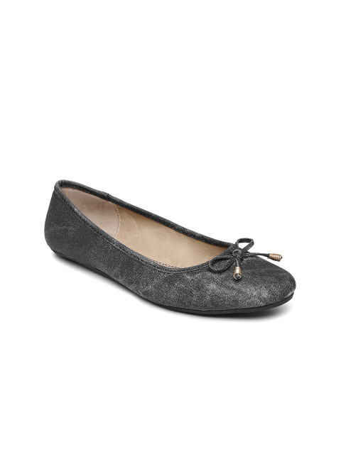 

Bata Women Charcoal Grey Woven Ballerinas