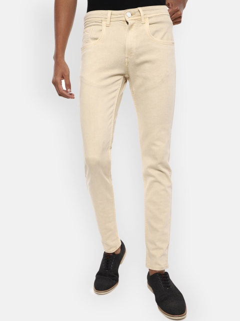 

VAN HEUSEN DENIM LABS Men Cream-Coloured Slim Fit Jeans