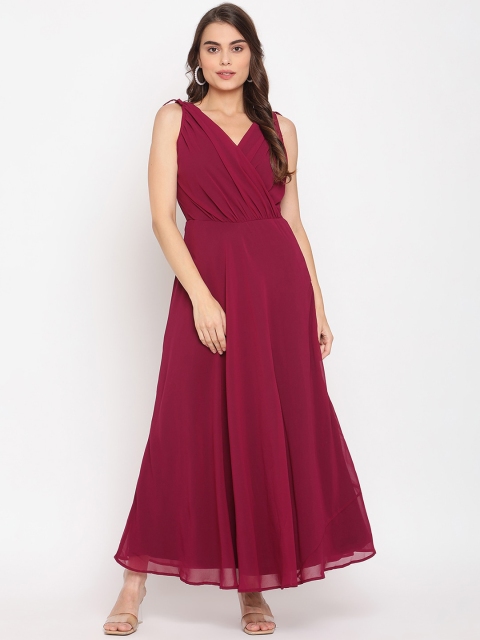 

The Vanca Maroon Drape Detail Maxi Dress