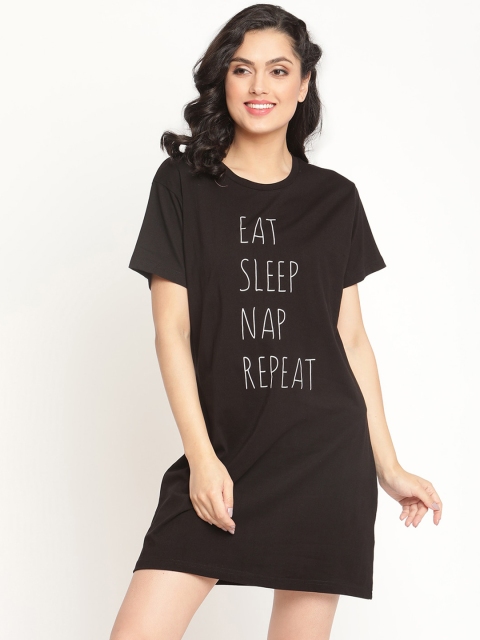 

The Vanca Black Printed Cotton Lounge T-shirt