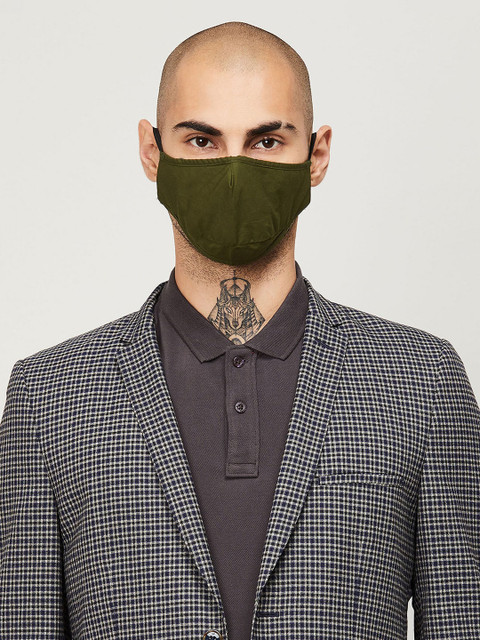 

CODE by Lifestyle Men Olive Green Solid Reusable Cotton Cloth Mask