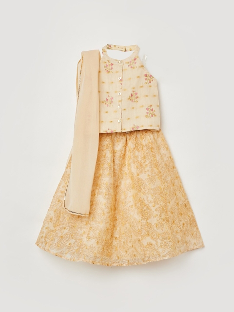 

Melange by Lifestyle Girls Beige & Pink Printed Skirt