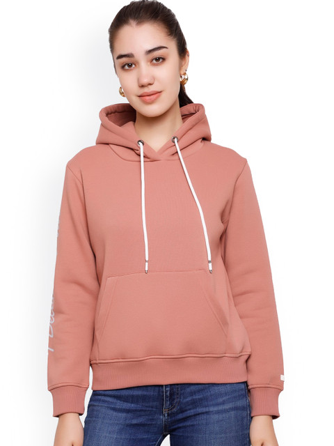 

DECHEN Women Pink Hooded Sweatshirt