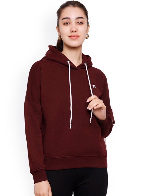 

DECHEN Women Brown Hooded Sweatshirt