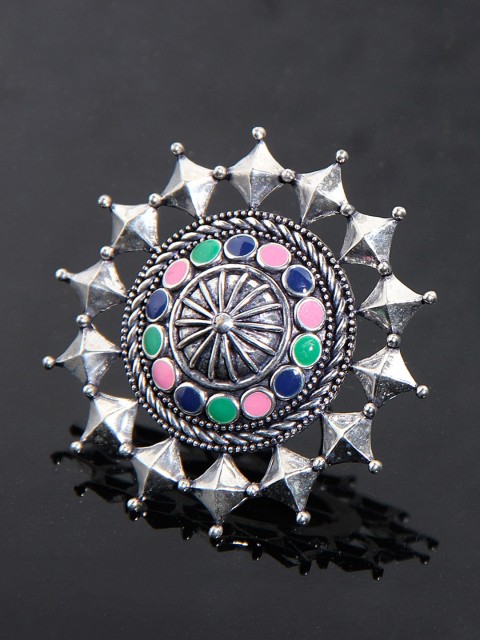 

Studio Voylla Folklore Silver-Toned Statement Ring