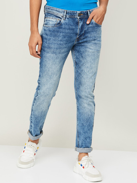 

Forca by Lifestyle Men Navy Blue Heavy Fade Acid Wash Jeans