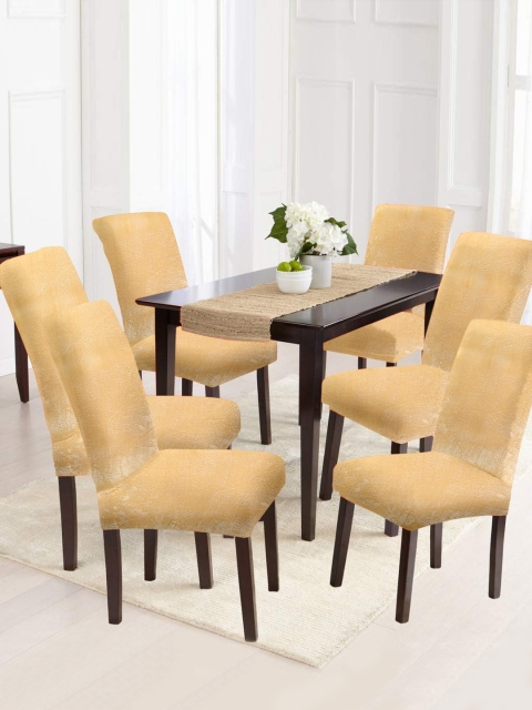 

Cortina Beige Set Of 6 Velvet Chair Covers
