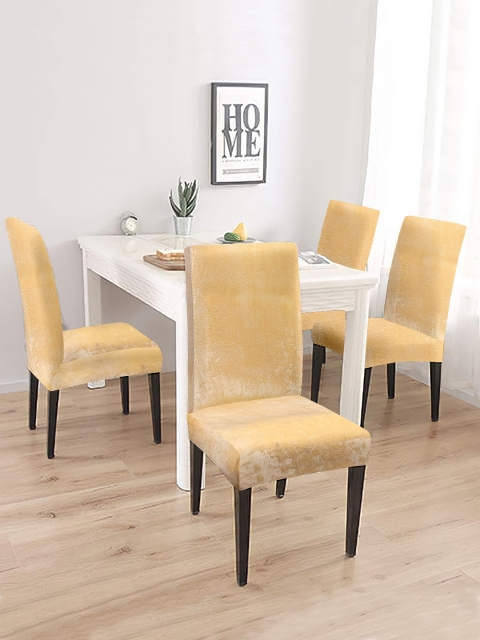 

Cortina Set Of 4 Beige Solid Velvet Chair Covers