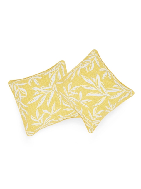 

Living scapes by Pantaloons Yellow & White Set of 2 Floral Square Cushion Covers