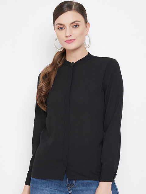 

Madame Women Black Solid Casual Shirt