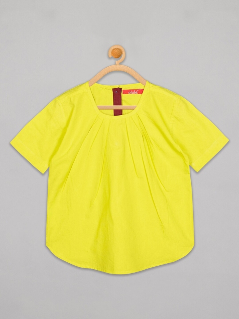 

Olele Yellow Pure Cotton Solid Regular Top