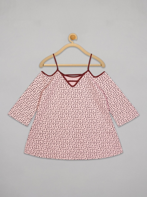 

Olele Pink Printed Cotton A-Line Dress