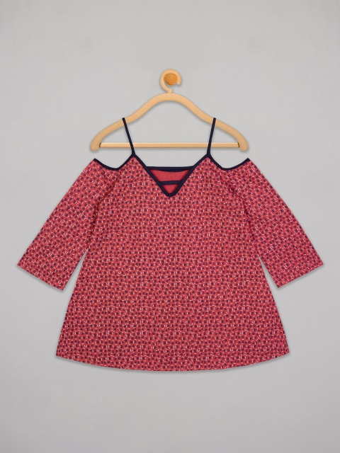 

Olele Red & Black Edie Dot Brick Cotton A-Line Dress