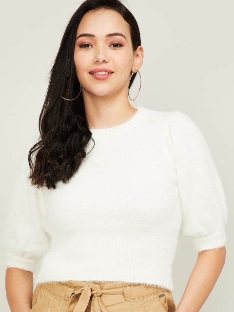 

Ginger by Lifestyle Women White Solid Pullover