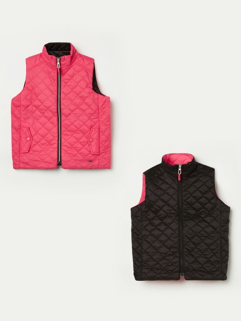 

Denimize by Fame Forever Girls Pink Geometric Reversible Quilted Jacket