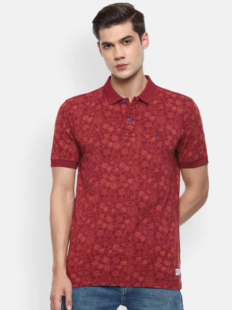 

VAN HEUSEN DENIM LABS Men Red Polo Collar Pure Cotton T-shirt