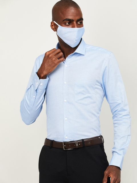 

CODE by Lifestyle Men Blue Slim Fit Opaque Cotton Casual Shirt With Matching Mask