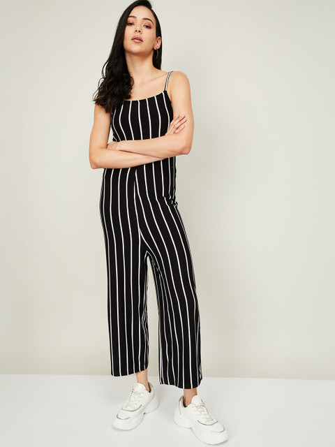 

Ginger by Lifestyle Black & White Striped Culotte Jumpsuit