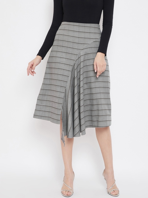 

Madame Women Grey & Black Striped Flared Skirt