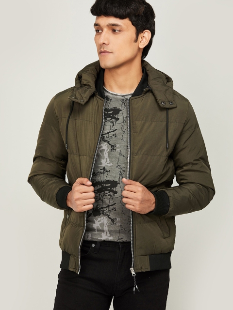 

Forca Men Olive Green Hooded Padded Jacket