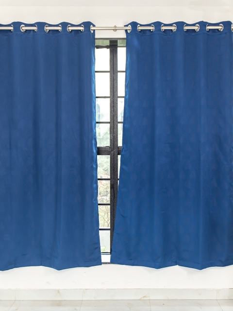 

Livpure Smart Blue & Grey Set of 2 Geometric Black Out Door Curtain