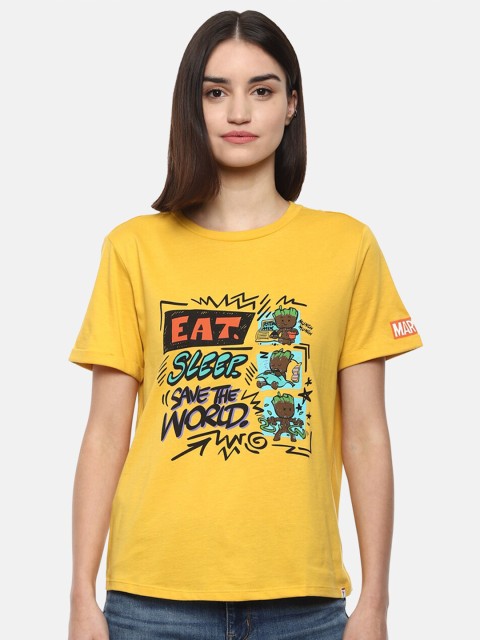 

Van Heusen Woman Women Gold-Toned Printed T-shirt