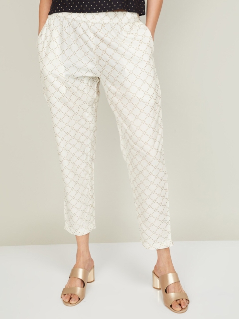 

Melange by Lifestyle Women Off White & Gold-Toned Printed Ethnic Palazzos