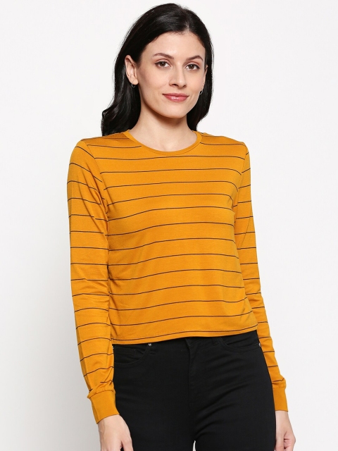 

People Women Yellow & Black Striped Regular Top