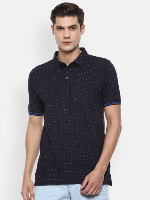 

Van Heusen Sport Men Navy Blue & Yellow Printed Polo Collar T-shirt