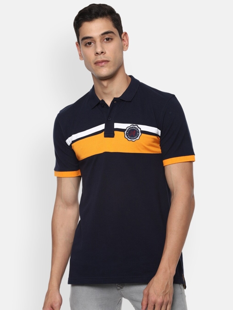 

Van Heusen Sport Men Black Striped Polo Collar Applique T-shirt