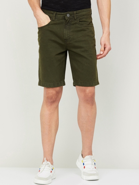 Forca by Lifestyle Men Olive Green Cotton Shorts